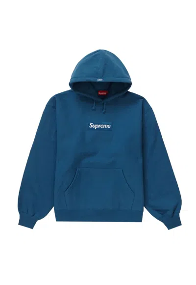 Pre-owned Supreme Box Logo Hoodie Blue Fw23 Ds Size M