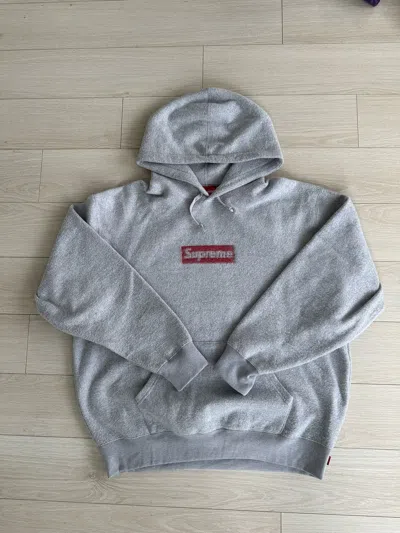 Pre-owned Supreme Box Logo Hoodie Inside Out In Grey