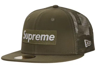 Pre-owned Supreme Box Logo Mesh Back New Era Hat (ss23) In Olive
