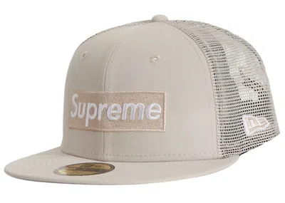 Pre-owned Supreme Box Logo Mesh Back New Era Hat (ss23) In Stone