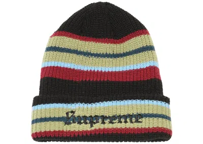 Pre-owned Supreme Bright Stripe Beanie In Black