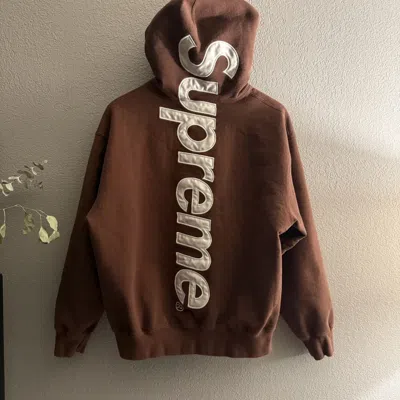 Pre-owned Supreme Brown Satin Appliqué Logo Hoodie