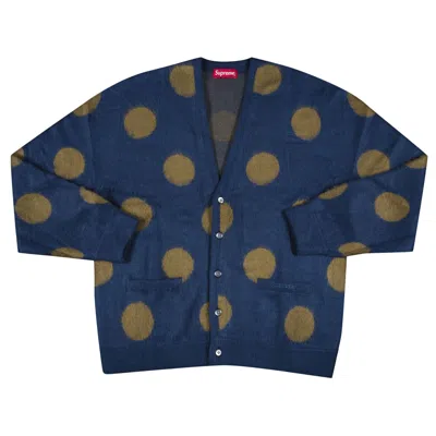 Pre-owned Supreme Brushed Polka Dot Cardigan 'navy' | Blue | Men's Size L