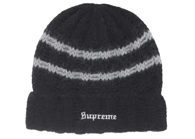 Pre-owned Supreme Brushed Stripe Beanie In Black