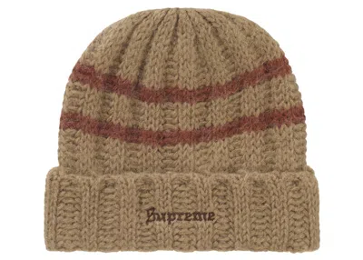 Pre-owned Supreme Brushed Stripe Beanie In Camel
