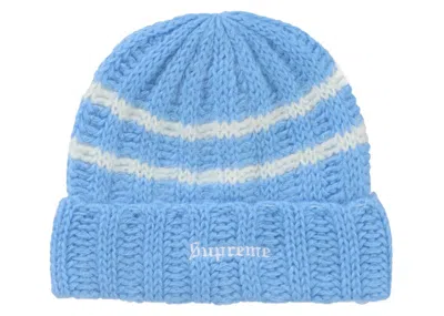 Pre-owned Supreme Brushed Stripe Beanie In Light Blue