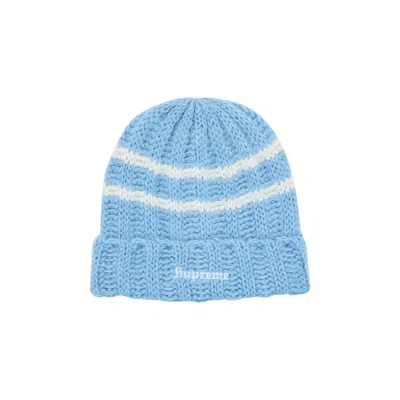 Pre-owned Supreme Brushed Stripe Beanie 'light Blue'