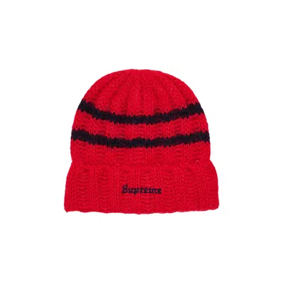 Pre-owned Supreme Brushed Stripe Beanie 'red'