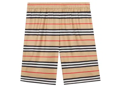Pre-owned Supreme Burberry Logo Print Silk Twill Shorts In Archive Beige