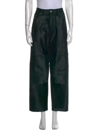 Pre-owned Supreme Calf Leather Wide Leg Pants In Green