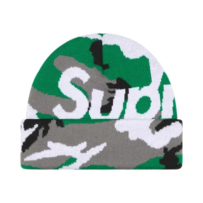 Pre-owned Supreme Camo Big Logo Beanie 'green Camo' | Men's Size Onesize