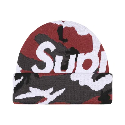 Pre-owned Supreme Camo Big Logo Beanie 'red Camo' | Men's Size Onesize