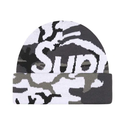 Pre-owned Supreme Camo Big Logo Beanie 'snow Camo' | White | Men's Size Onesize