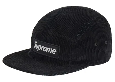 Pre-owned Supreme Camo Corduroy Camp Cap In Black Camo