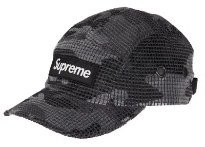 Pre-owned Supreme Camo Grid Velvet Camp Cap In Black Camo