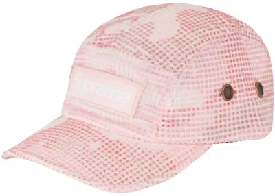 Pre-owned Supreme Camo Grid Velvet Camp Cap In Pink Camo