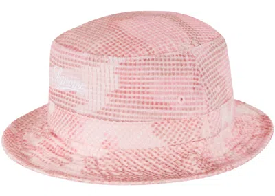 Pre-owned Supreme Camo Grid Velvet Crusher Hat In Pink Camo
