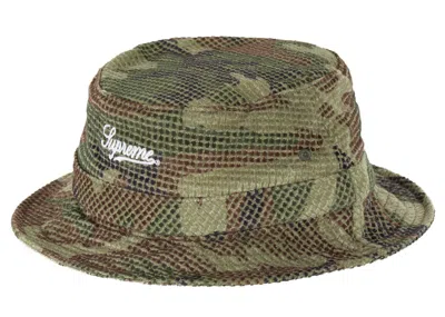Pre-owned Supreme Camo Grid Velvet Crusher Hat In Woodland Camo