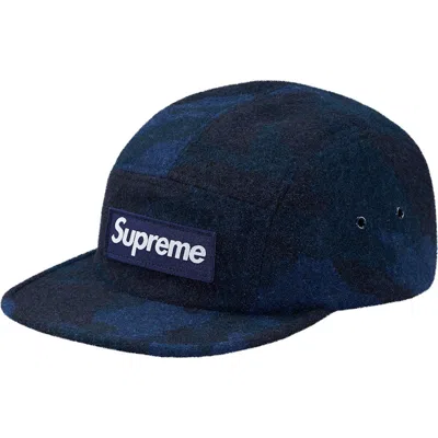 Pre-owned Supreme Camo Wool Camp Cap In Navy Blue