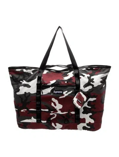 Pre-owned Supreme Camo X-large Tote Bag + Utility Pouch In Red