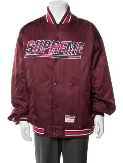 Pre-owned Supreme Camouflage Print Bomber Jacket In Burgundy