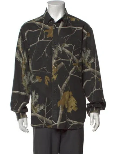 Pre-owned Supreme Camouflage Print Long Sleeve Shirt In Blac
