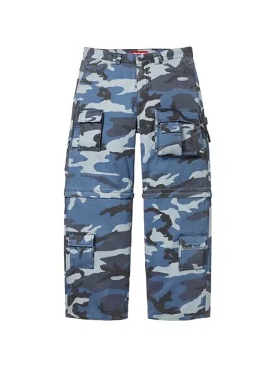 Supreme Camouflage Zip-off Utility Trousers In Blue