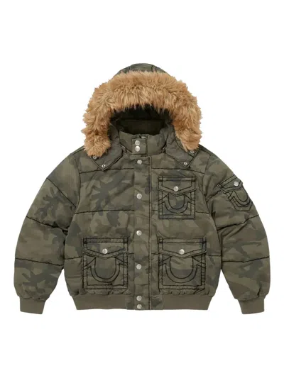 Supreme Camouflage-pattern Padded Jacket In Green