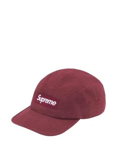 Supreme Camp Denim Cap In Burgundy