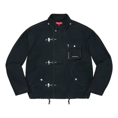 Supreme Canvas Clip Jacket 'black White' In Blue