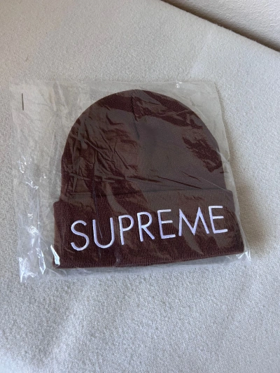 Pre-owned Supreme Capital Beanie In Brown
