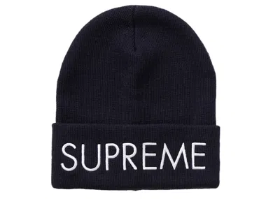 Pre-owned Supreme Capital Beanie In Navy Blue