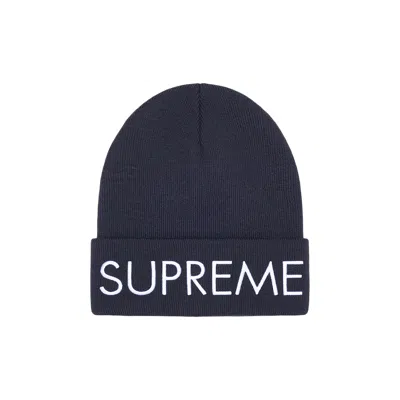Pre-owned Supreme Capital Beanie 'navy' In Blue