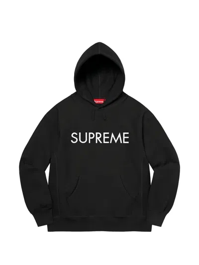 Supreme Capital Logo-embroidered Hoodie In Black