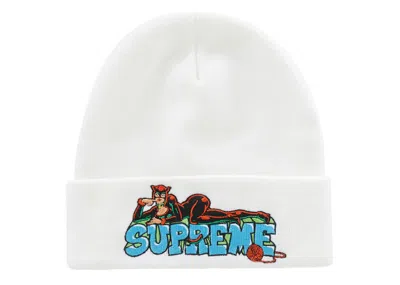 Pre-owned Supreme Catwoman Beanie In White
