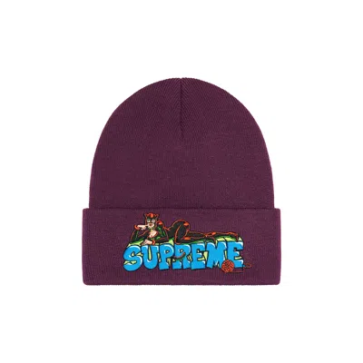 Pre-owned Supreme Catwoman Beanie 'plum' In Purple