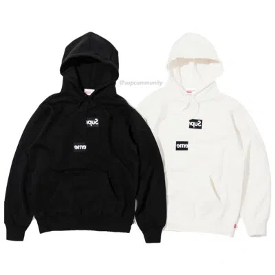 Pre-owned Supreme Cdg Box Logo Hooded Sweatshirt Black L F/w 18