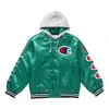 Supreme Champion Hooded Satin Varsity Jacket 'kelly Green'