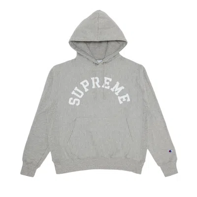 Pre-owned Supreme Champion Hooded Sweatshirt 'heather Grey' | Men's Size Xl