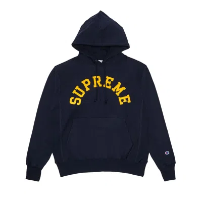 Pre-owned Supreme Champion Hooded Sweatshirt 'navy' | Blue | Men's Size M