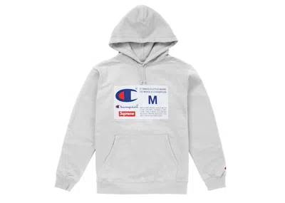 Pre-owned Supreme Champion Label Hooded Sweatshirt In Ash Grey