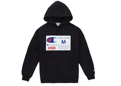 Pre-owned Supreme Champion Label Hooded Sweatshirt In Black