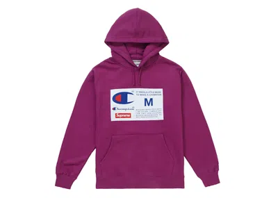 Pre-owned Supreme Champion Label Hooded Sweatshirt In Bright Purple
