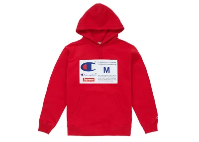 Pre-owned Supreme Champion Label Hooded Sweatshirt In Red
