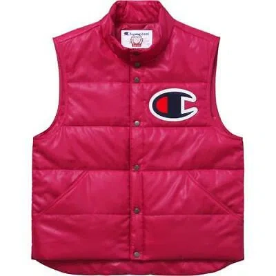 Pre-owned Supreme Champion Puffy Vest Fuchsia Medium S/s 17 In Pink