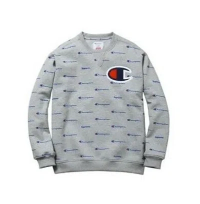 Pre-owned Supreme Champion Script Crewneck Grey M F/w 13 In Gray