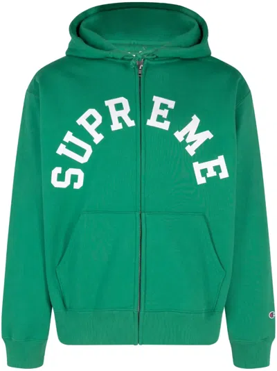 Supreme Champion Zip-up Hoodie In Green