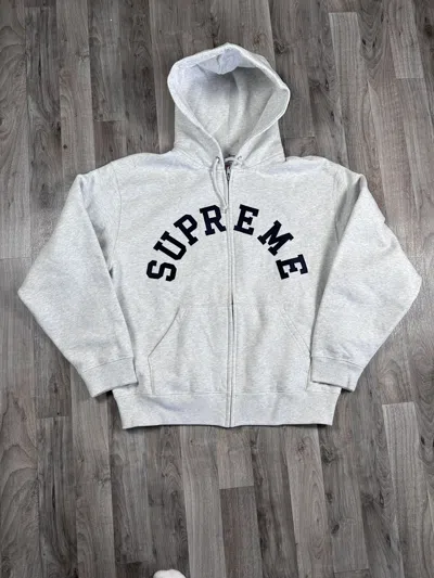 Pre-owned Supreme Champion Zip Up Hoodie Purple In Grey