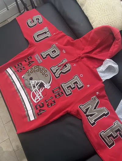 Pre-owned Supreme Champions Studded Hooded Sweatshirt In Red