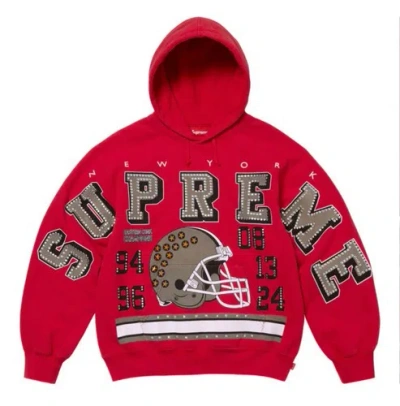 Pre-owned Supreme Champions Studded Hooded Sweatshirt Red (size Small, Medium, Large, 2xl)